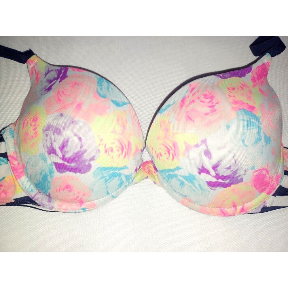 Victoria Secret PINK 34B bra Push Up Wear Everywhere roses Multicolor Floral